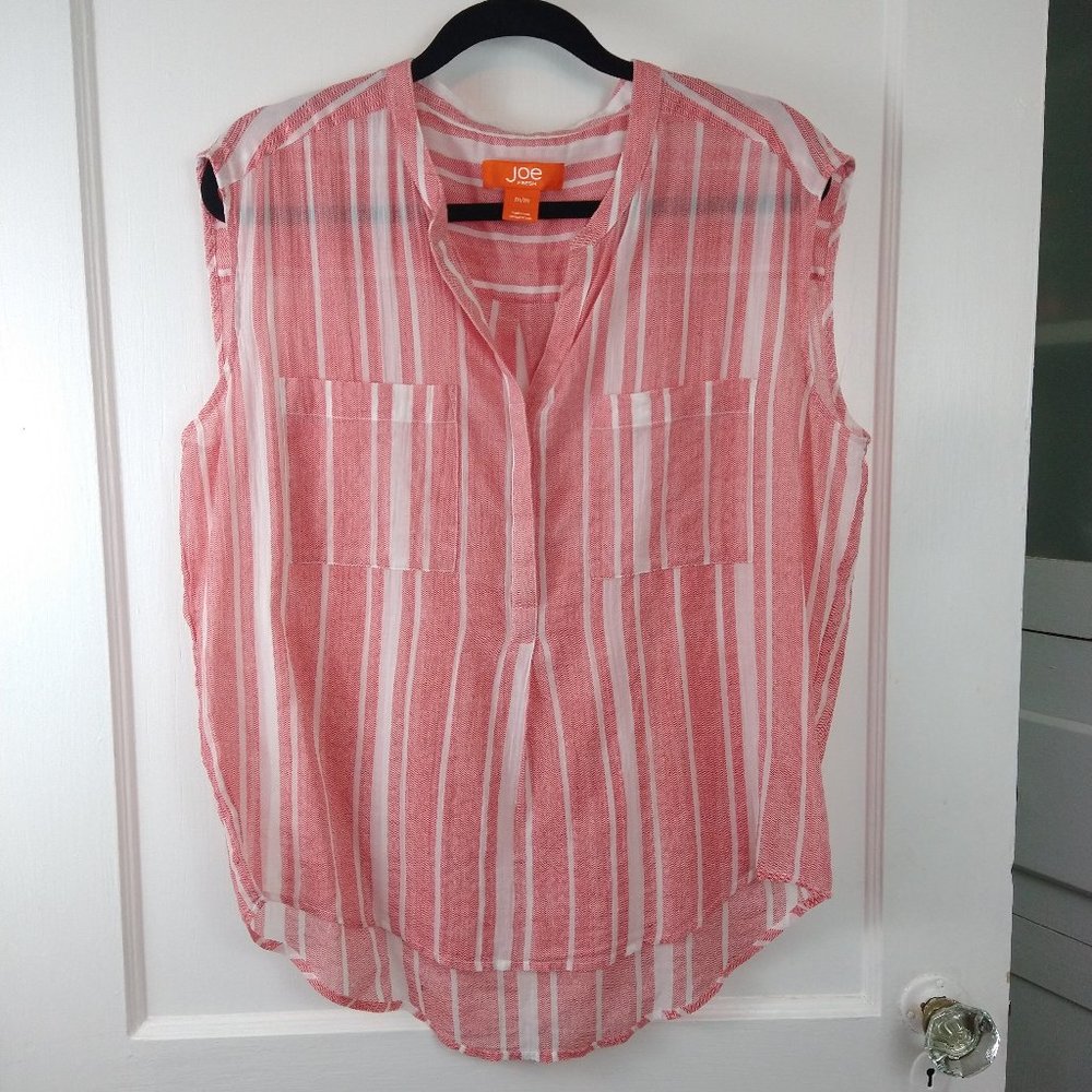 Sheer Striped Pocketed Sleeveless Blouse by Joe